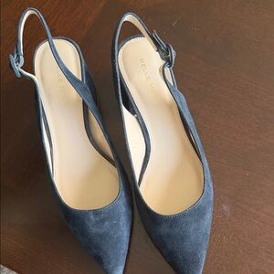 Pelle Moda Navy Suede Slingback Pointed-Toe Mules